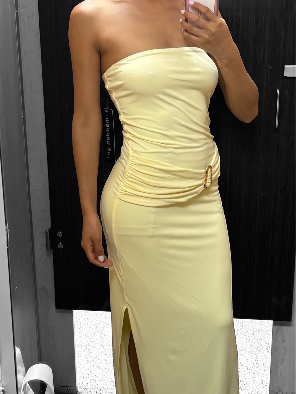 Madden Girl Strapless Maxi Dress butter Yellow
